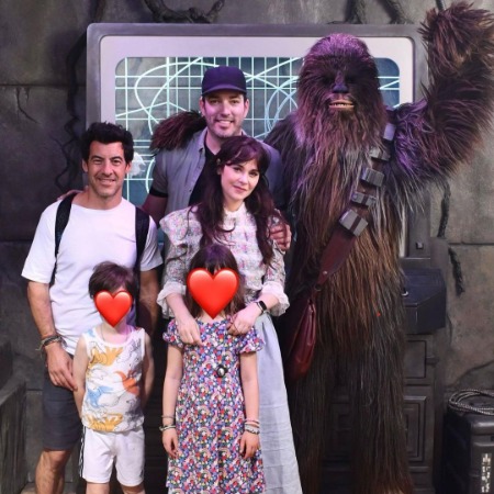 Zooey Deschanel and Jacob Pechenik with their kids including her fiance Jonathan Scott.